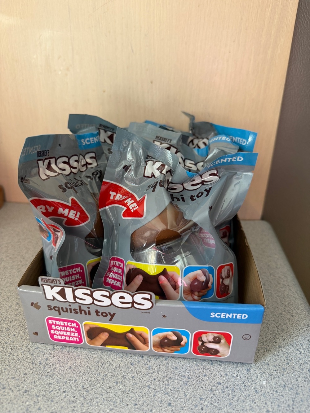 6 Squishy Sensory Toy Hershey's Kiss Chocolate Scented Squishi Store Display Box